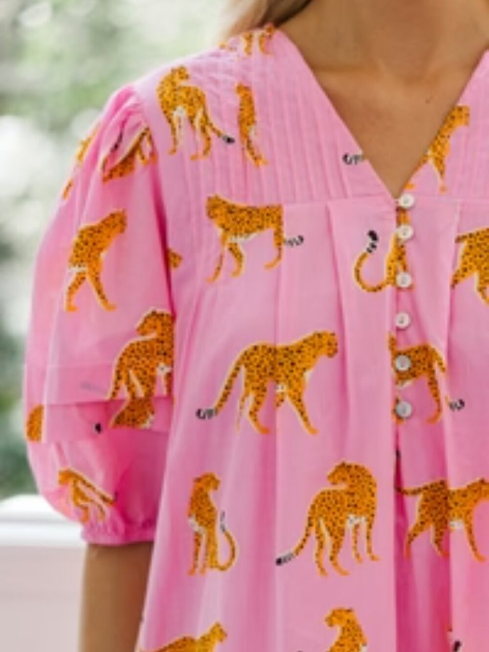 J Marie // Follow You Anywhere Pink Cheetah Dress Puff Sleeve Animal Print